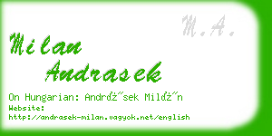 milan andrasek business card